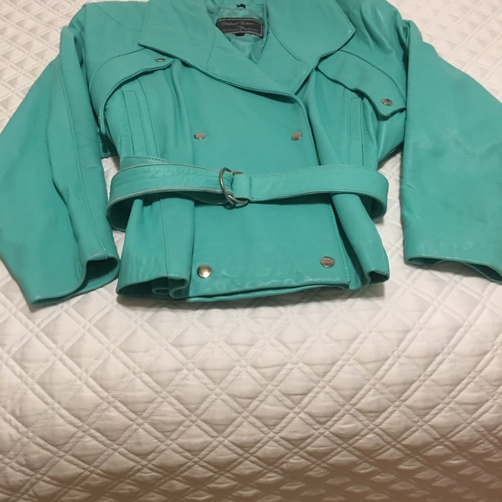 NORTH BEACH MINT GREEN LEATHER JACKET